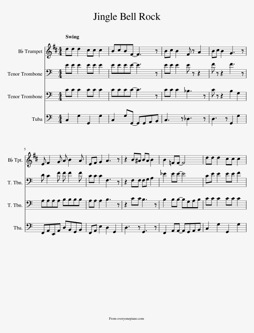 Jingle Bell Rock Sheet Music Composed By Jim Boothe - Jingle Bell Rock Trio, transparent png #2827846