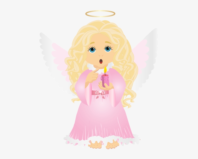 Cute Blonde Angel With Candle Transparent Png Clip - Cute Clipart Pink Angel Png, transparent png #2829292