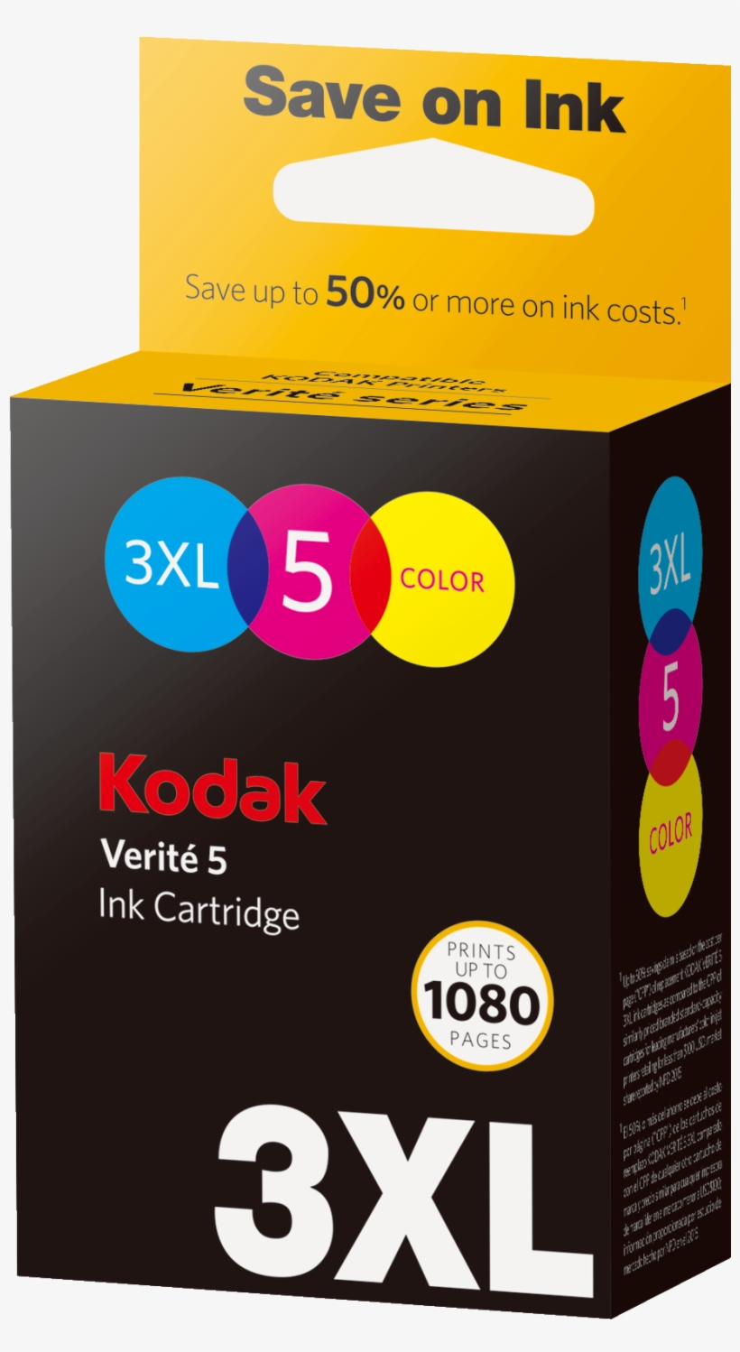 Kodak Verite 5 3xl Color Ink Cartridge - Kodak Verite 5 Xxl Ink Cartridge Black, transparent png #2830597