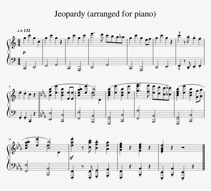 Jeopardy Sheet Music 1 Of 1 Pages - English Love Affair 5sos Piano, transparent png #2832127