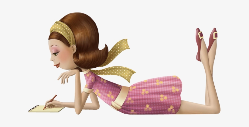 Cartoon Girl On Stomach - Nina De San Illustration - Free ...