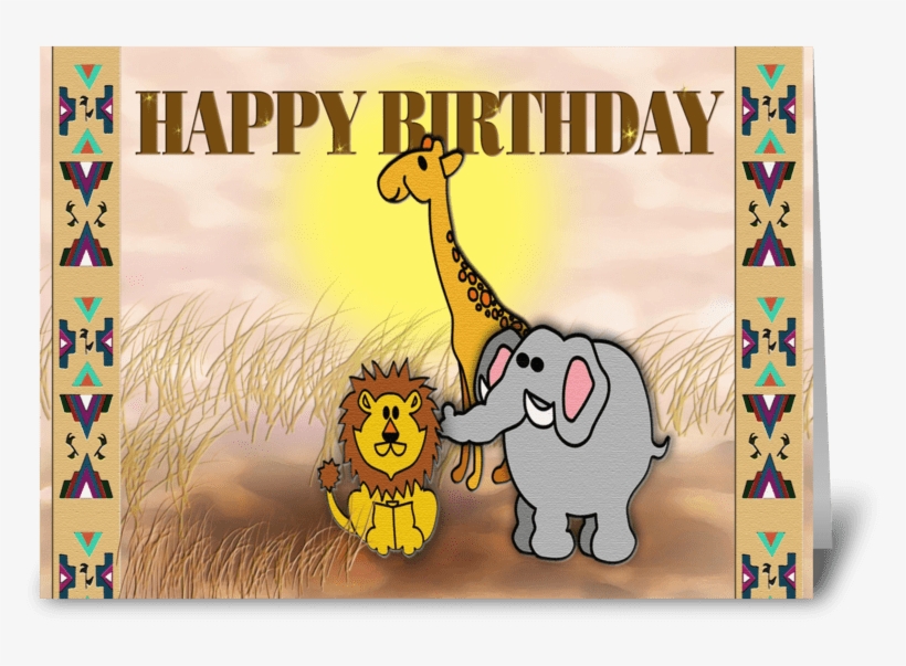 Safari Animals, Happy Birthday Greeting Card - Greeting Card, transparent png #2833745