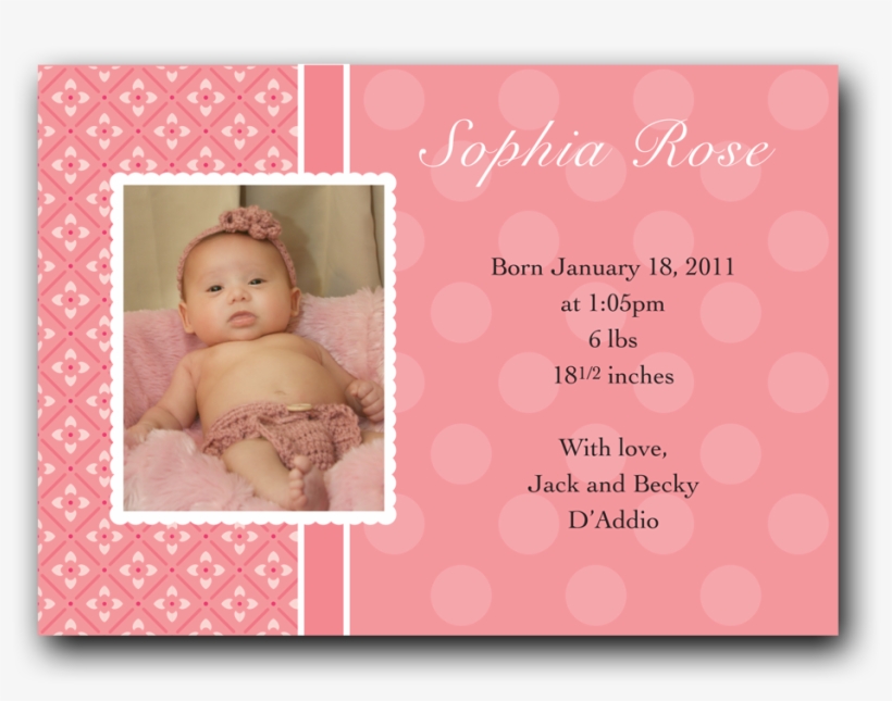 Pink Polka Dot Birth Announcement - Greeting Card, transparent png #2833932