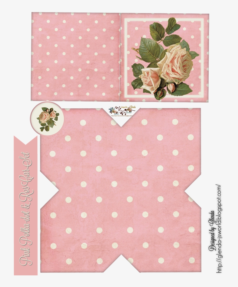 Pink Polka-dot & Roses Card Set - Tea, transparent png #2833953