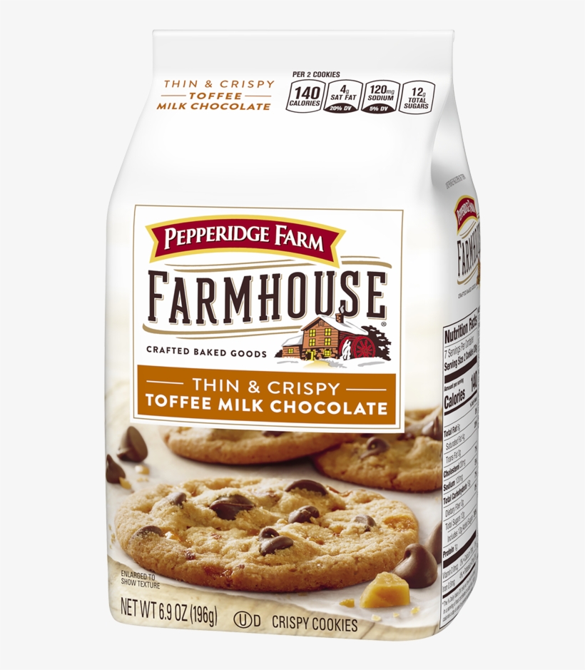 Farmhouse™ Thin And Crispy Toffee Milk Chocolate Chip - Pepperidge Farm Farmhouse Cookies, Milk Chocolate Chip,, transparent png #2833982