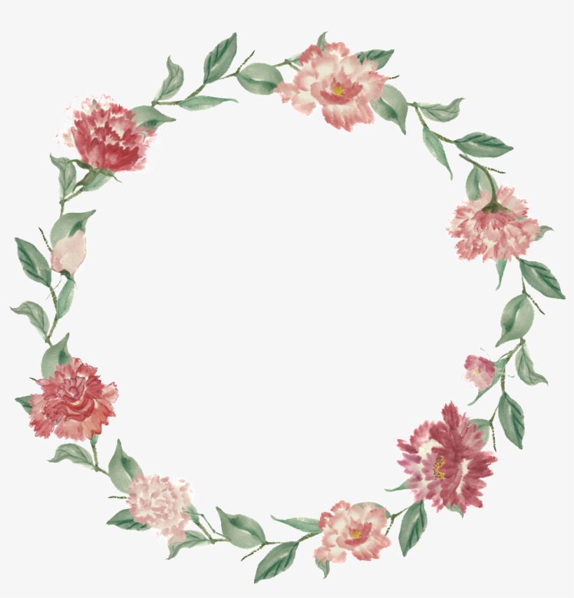 Round Red Flower Garland Transparent Decorative - Hand Painted Leaf Png, transparent png #2835366