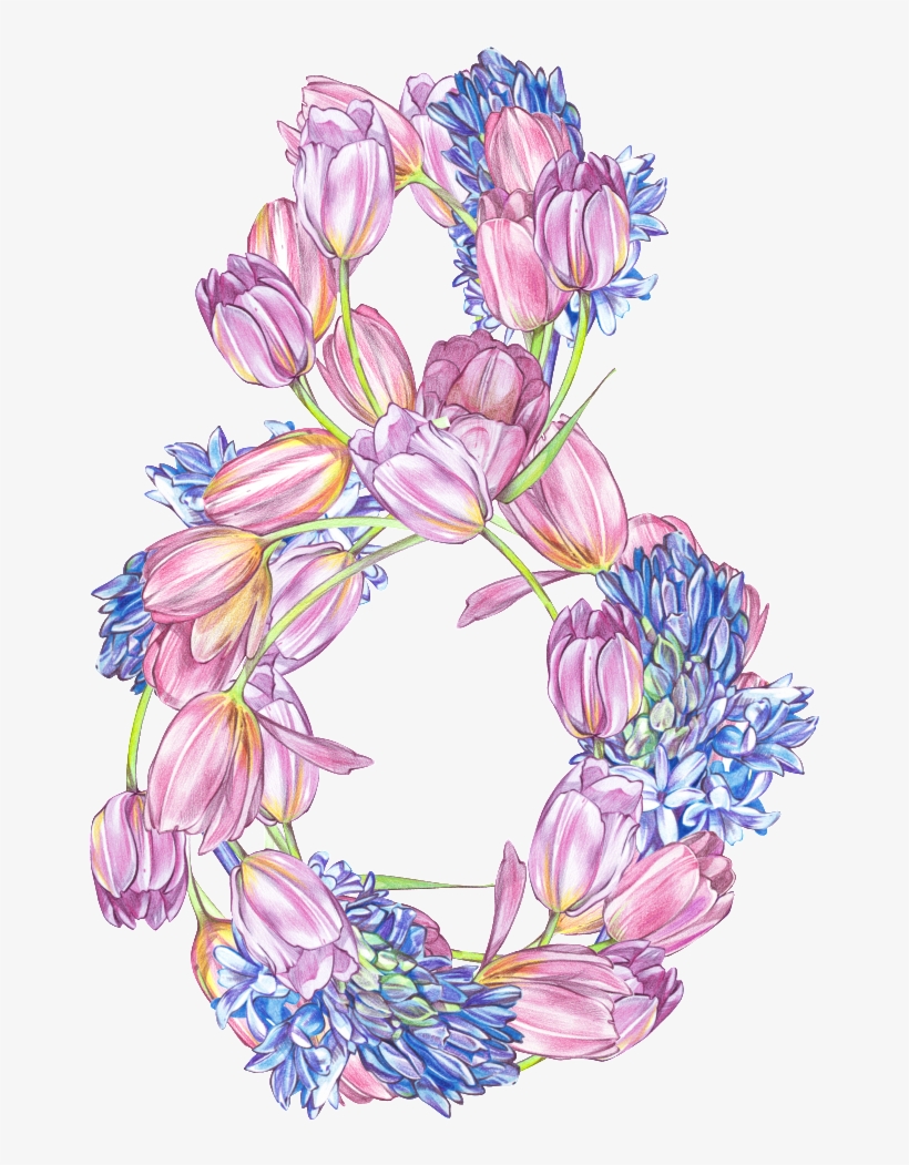 Color Hand Painted 8 Word Shape Flower Garland Png - Portable Network Graphics, transparent png #2835448