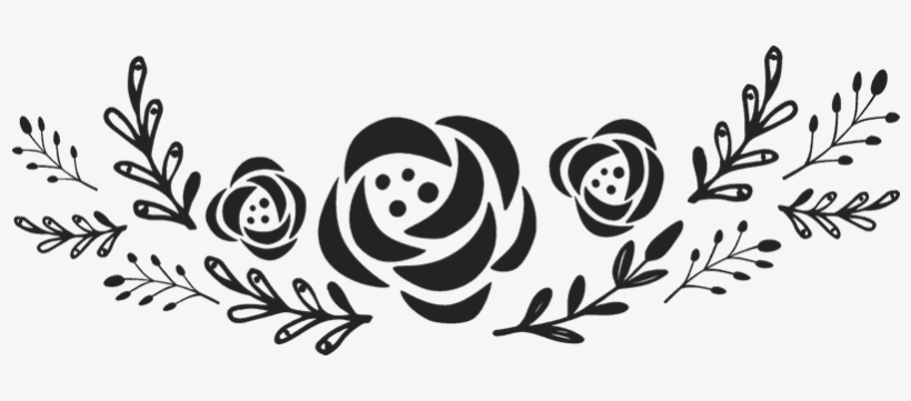 Garland With Flowers Rubber Stamp - Black And White Flower Garland Clipart, transparent png #2835705