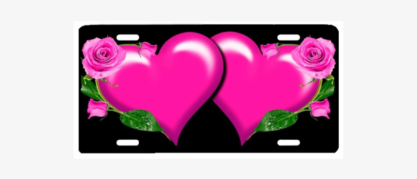 Pink Hearts With Roses - Blue Hearts And Roses, transparent png #2836921
