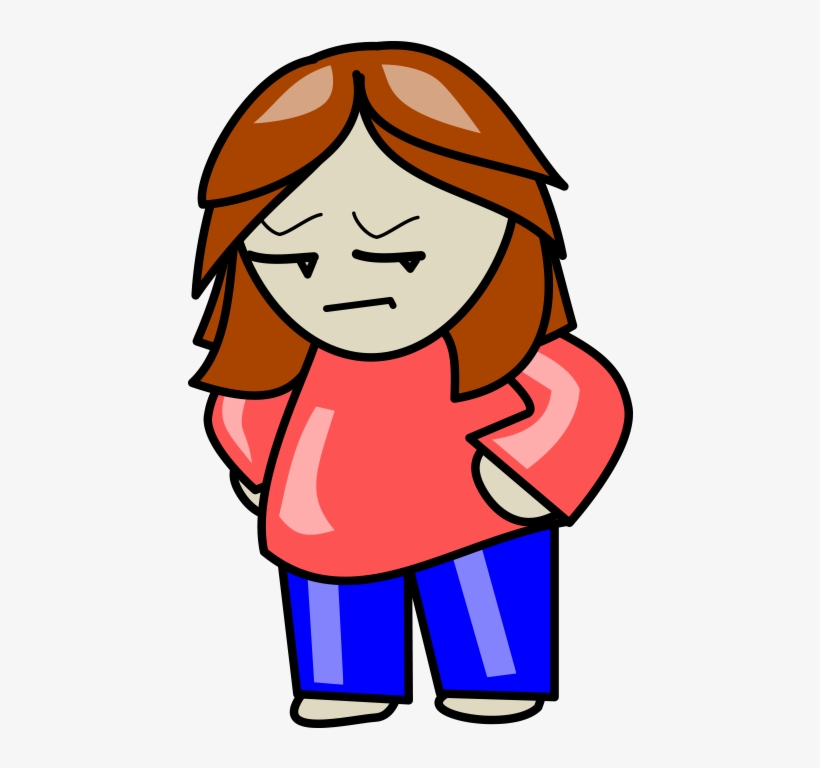 Girl With Hands On Hips And Sad Or Angry Face - Student Cartoon Transparent Background, transparent png #2837817
