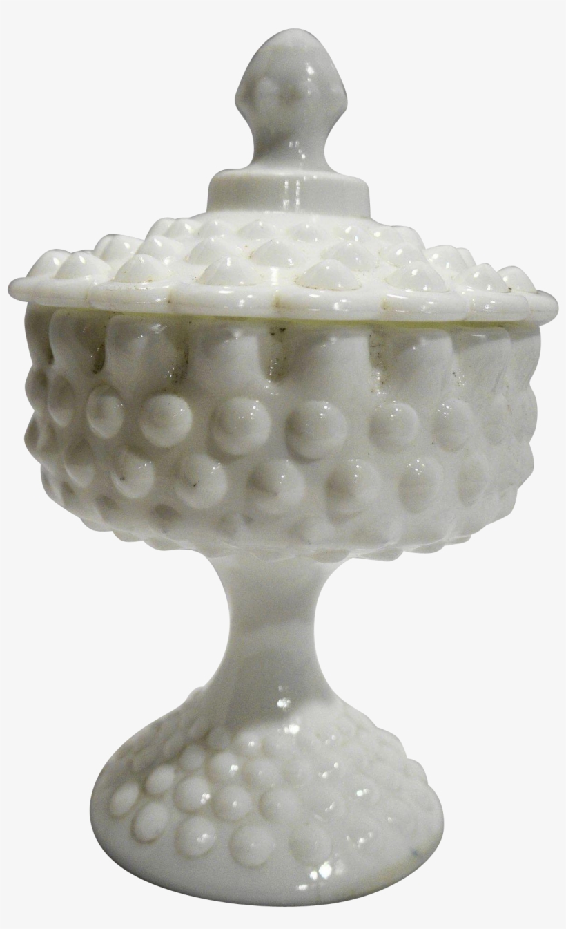 Fenton Hobnail White Milk Glass Candy Box Pedestal - Ceramic, transparent png #2838686