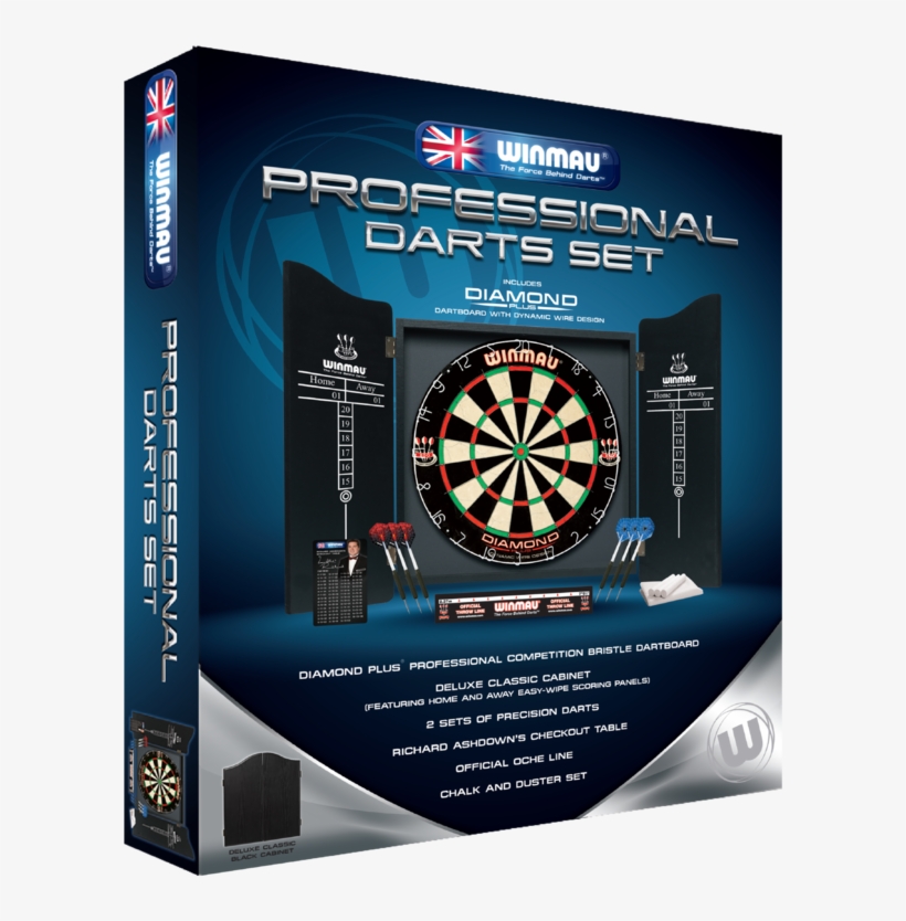 Winmau Professional Dart Set With Diamond Dartboard, - Winmau Professional Darts Set, transparent png #2839088