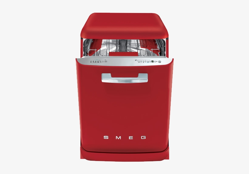 Smeg-dishwasher - Smeg Lvfabrd Free-standing Dishwasher Red 60 Cm 50's, transparent png #2839342