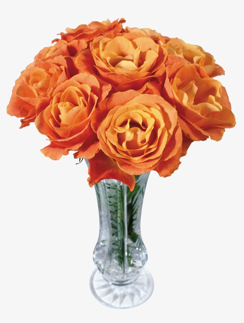 Vase Png - Orange Roses Flower Png, transparent png #2841935