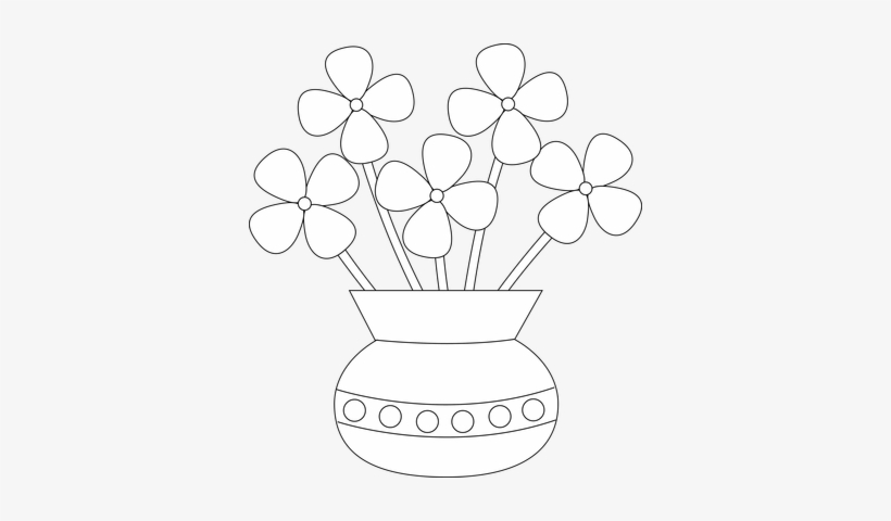 Flower Vase Clipart Black And White Flower Vase Clip - Flower Pot Drawing Easy, transparent png #2842023