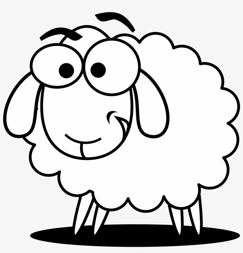 Funny Sheep Outline Clip Art - Sheep Clipart Black And White, transparent png #2842366