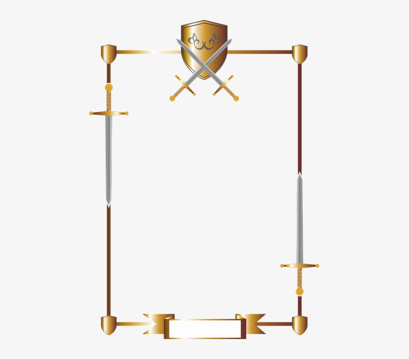 Frame, Stationery, Shield, Coat Of Arms, Swords, Knight - Knights Border, transparent png #2842819