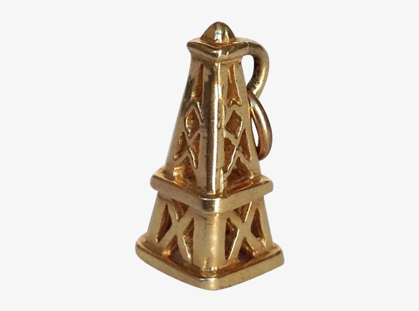Vintage Oil Derrick Charm Made Of 14 Karat Gold - Brass, transparent png #2842909