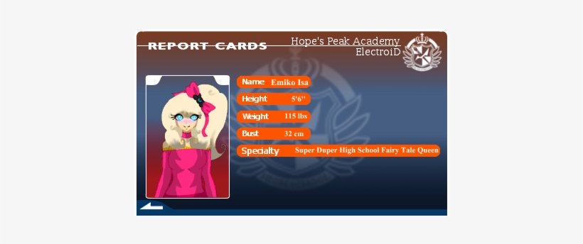 Emiko Isa's Report Card - Danganronpa Custom Report Cards, transparent png #2846303