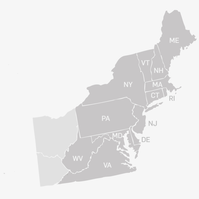 A Geographical Representation Of The Oldcastle Precast - Plain Map Of Northeast Usa, transparent png #2846994