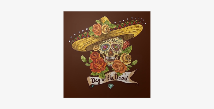 Floral Background With Skull In Sombrero Poster • Pixers® - Black Sorrows - Endless Sleep, transparent png #2847982