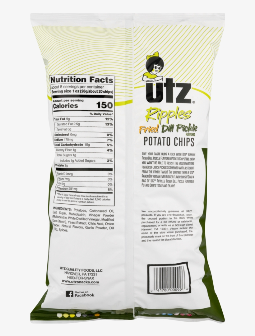 Utz Potato Chips, Ripples Fried Dill Pickle - Twist 10 Inch Lollipops, transparent png #2848078