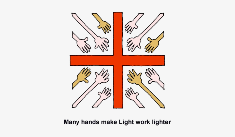 Many Hands Extended Toward Cross Make Light Work Lighter - Many Hands Make Light Work Bible Verse, transparent png #2851547