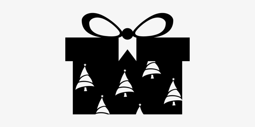 Printed Christmas Gift Box With Ribbon Vector - Regalos Png Blanco Y Negro, transparent png #2851761