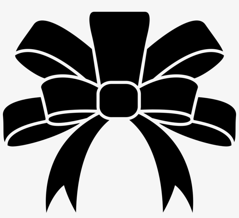 Ribbon Black Elegant Shape For A Xmas Gift Svg Png - Gift Ribbon Black And White, transparent png #2851865