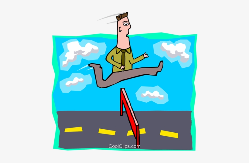 Business Man Jumping Hurdles Royalty Free Vector Clip - Jumping, transparent png #2853640