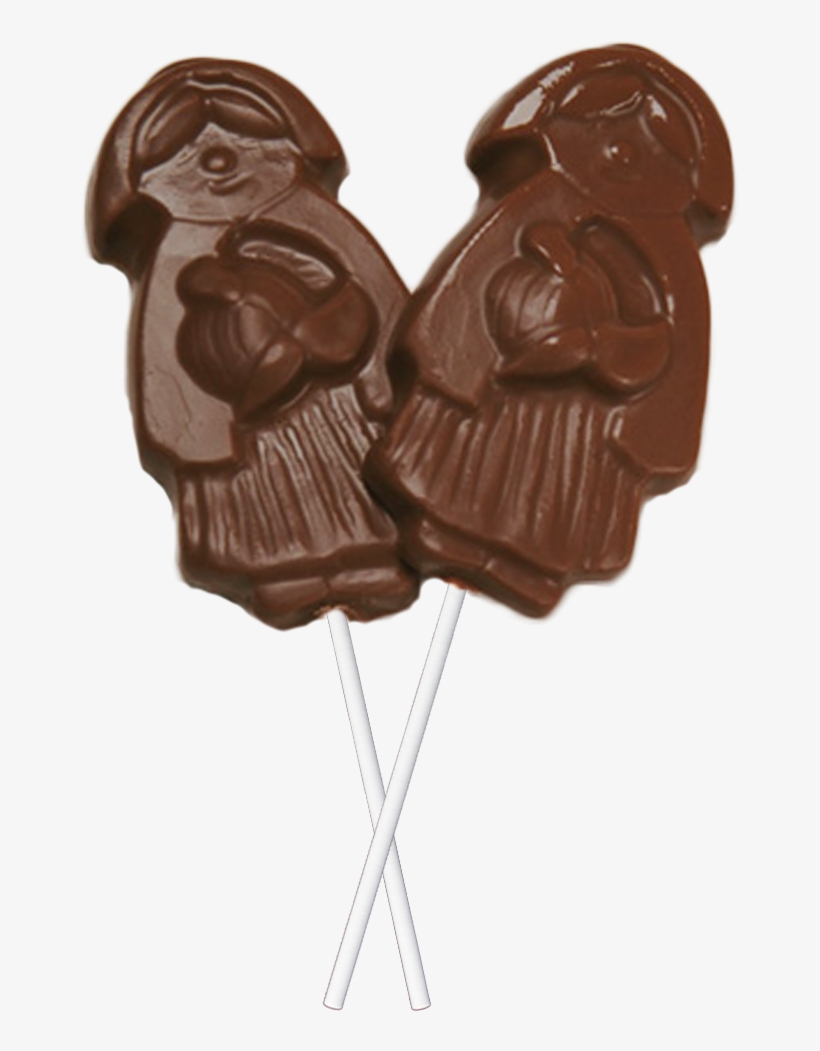 Chocolate Pilgrim Girl Sucker - Chocolate, transparent png #2855355