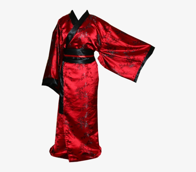 Free Png Red With Black Sakura Kimono Png Images Transparent - Red And Black Silk Kimono, transparent png #2855978