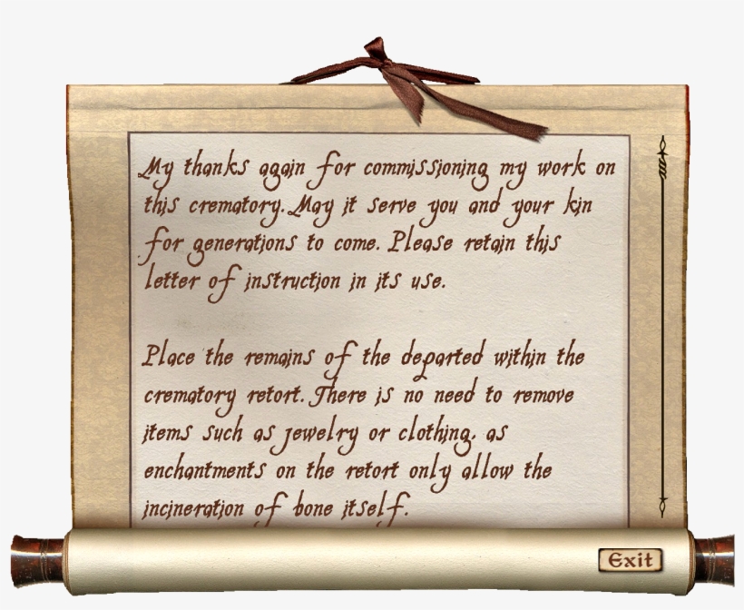 Crematory Instructions - The Elder Scrolls, transparent png #2856878