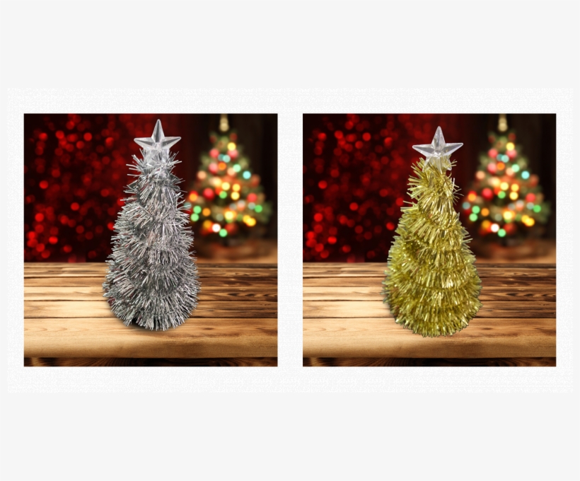 Prelit Garland Tinsel Christmas Tree Decoration - Prelit Garland Tinsel Tree - 8 Inch, Gold, transparent png #2857125