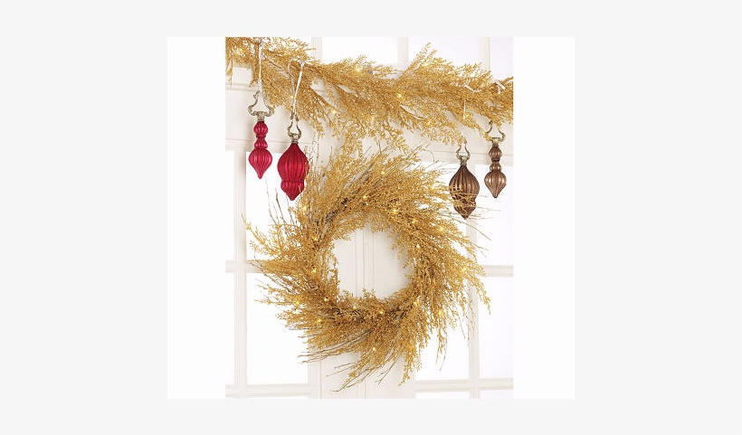 Lit Sparkling Cedar Twig 22" Wreath Or 4' Garland, transparent png #2857943