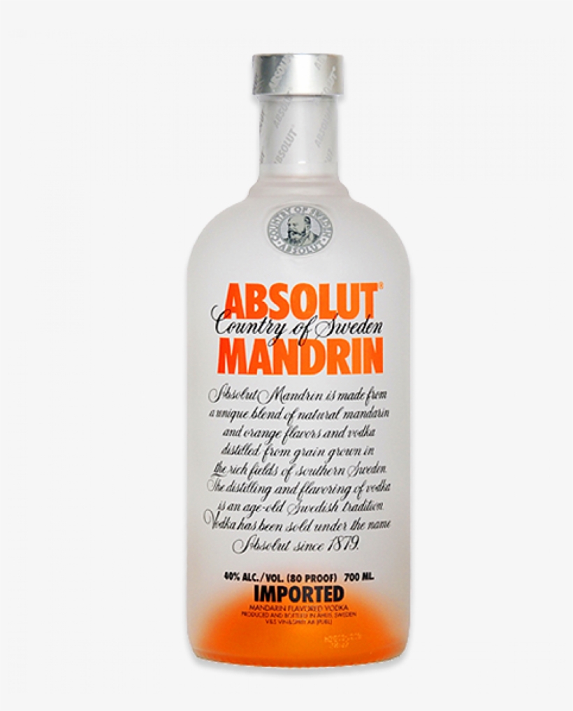 Absolut Mandarin Vodka 700ml - Absolut Mandrin Flavoured Vodka, transparent png #2861049