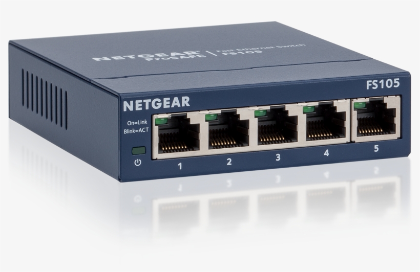 Netgear 5-port Fast Ethernet Unmanaged Switch - Netgear Prosafe Fast Ethernet Switch Fs105, transparent png #2861055