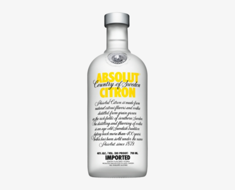 Absolut Citron 40% Alc / Vol 700ml - Absolut Citron Flavoured Vodka, transparent png #2861463