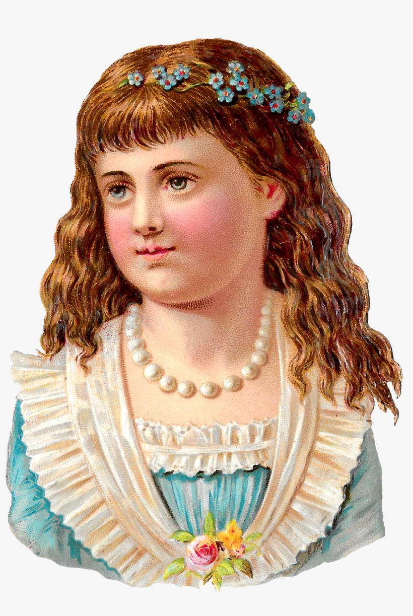 Child Girl Antique Stock Image Clipart Digital Download - Child, transparent png #2861807