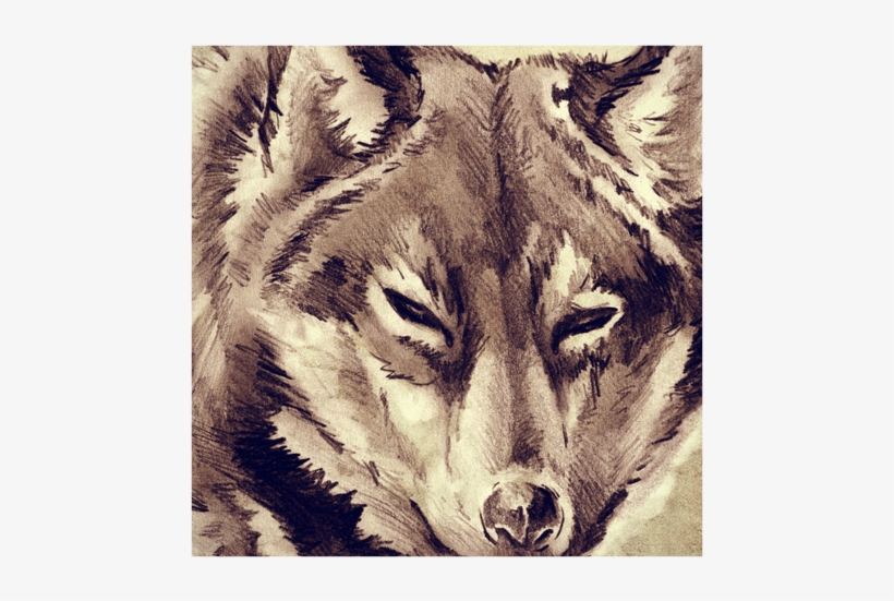 Wolf-tattoo - Designart 'wolf Head Tattoo Sketch' Digital Art Circle, transparent png #2862002