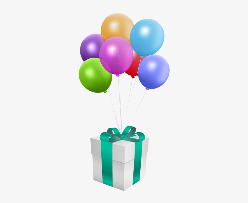 Gift With Balloons Transparent Png Clip Art Image - Gift And Balloon Png, transparent png #2862496