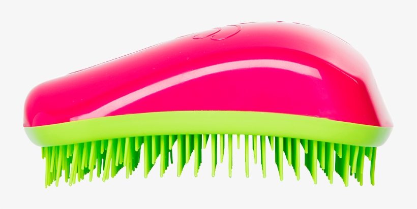 Dessata Fuchsia And Lime Detangling Hairbrush - Dessata Hair Brushes Anti-tange Brush Black/lemon 1, transparent png #2863801