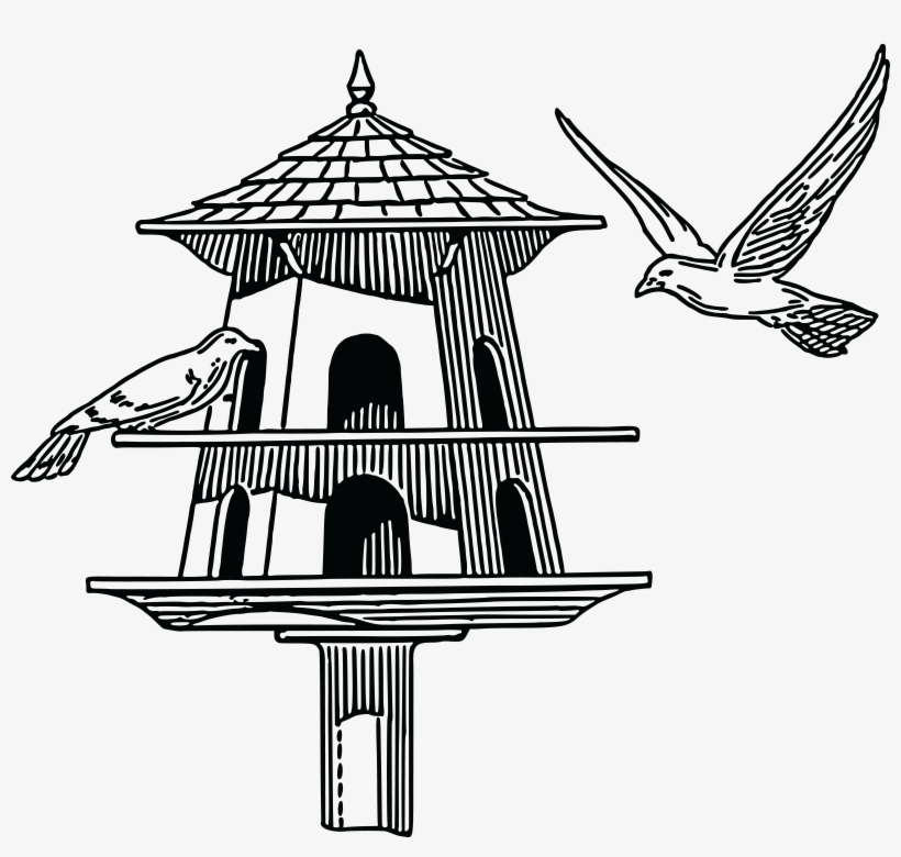 Free Clipart Of A Black And White Bird Feeder House - Pigeon House Black And White, transparent png #2863966