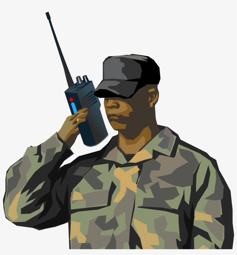 Cartoon Army Man Png - Soldier Using Walkie Talkie, transparent png #2865372