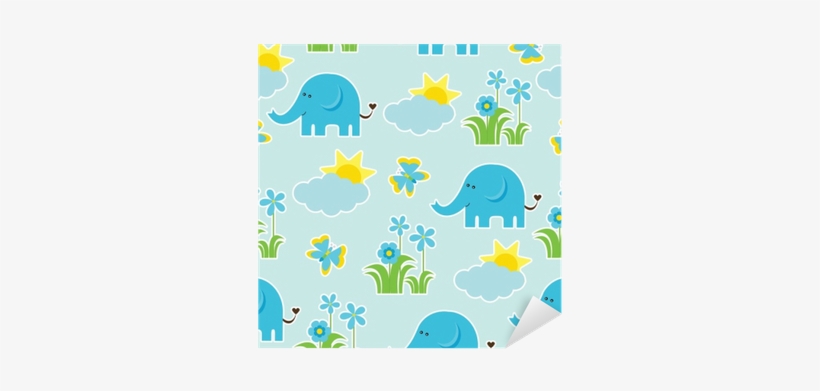 Baby Shower Seamless Pattern With Cute Elephant, Butterfly, - Papel Decorativo Baby Shower, transparent png #2865717