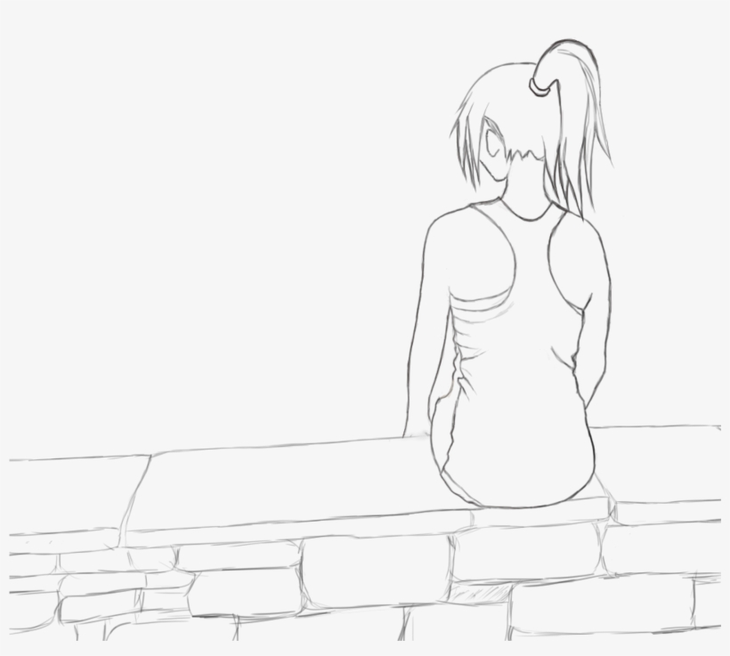 Girl Alone Sad Teenager Sketch 1710188 - Sketch, transparent png #2867594