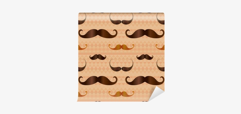 Hipster Mustache On Geometric Seamless Pattern Wall - Placa Decorativa - Bigode - 0427plmk, transparent png #2868356