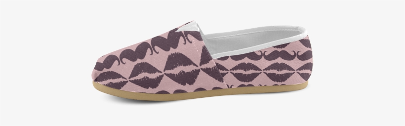 Maroon Hipster Mustache And Lips Women's Casual Shoes - Lips Clip Art, transparent png #2868443