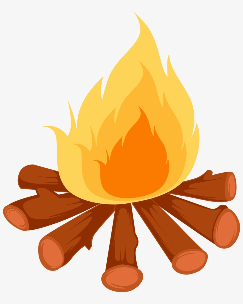 Black And White Campfire Clipart - Fire Camping Vector Png, transparent png #2869537