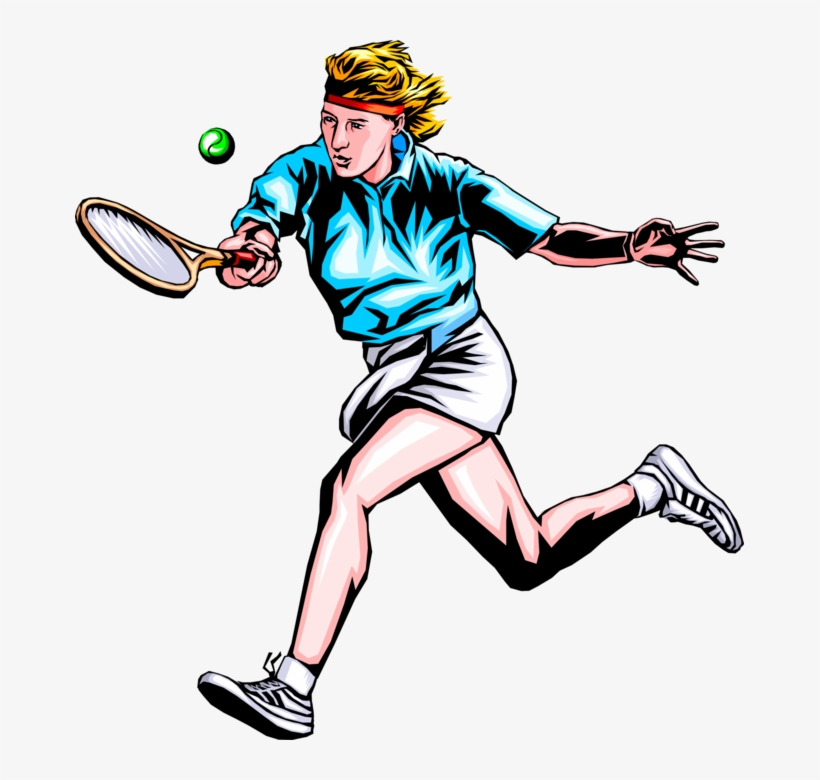 Vector Illustration Of Tennis Player Hits The Ball - Playing Tennis Vector Png, transparent png #2869598